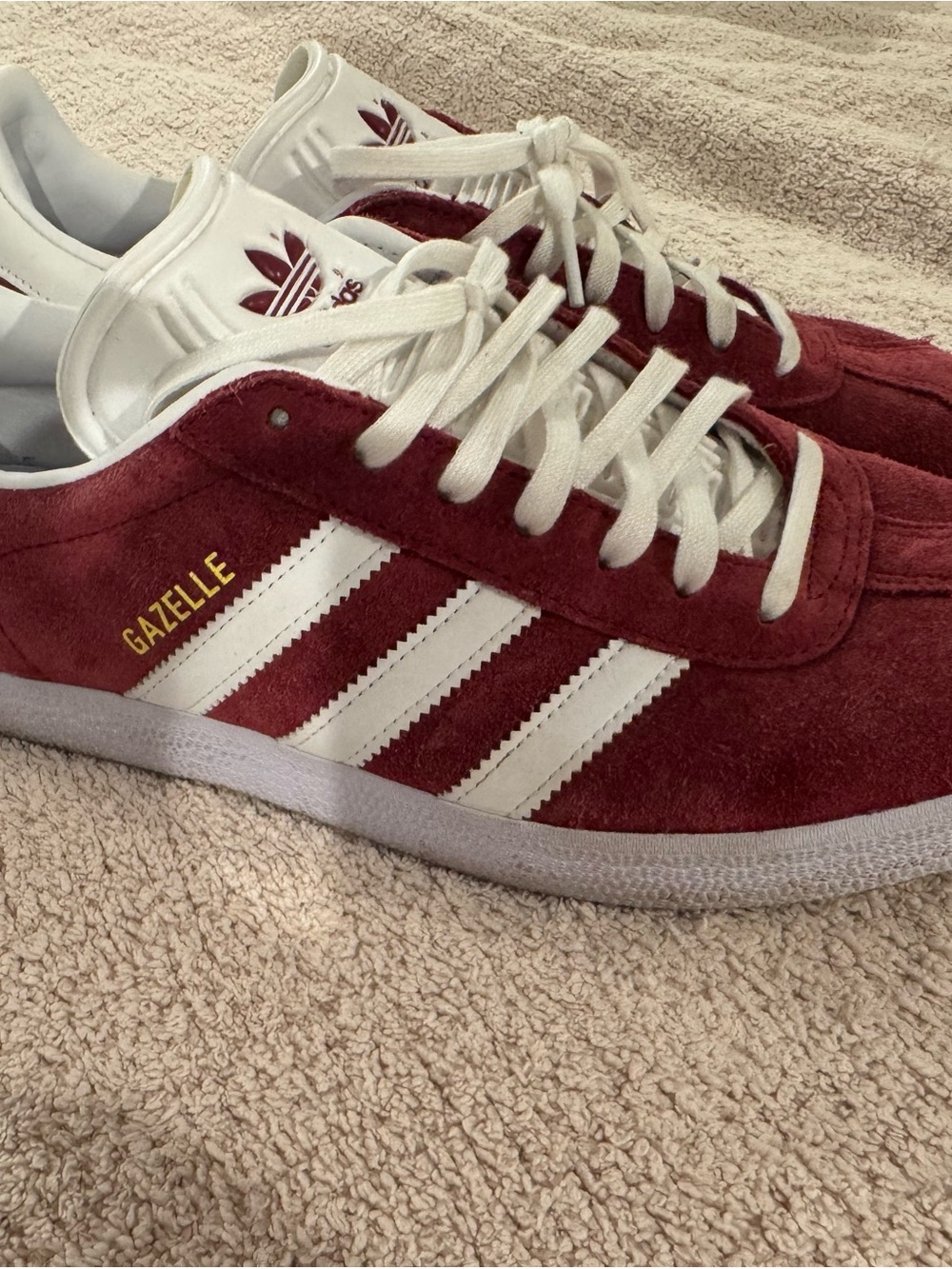 adidas Gazelle Suede Sneakers - Burgundy/White Mens